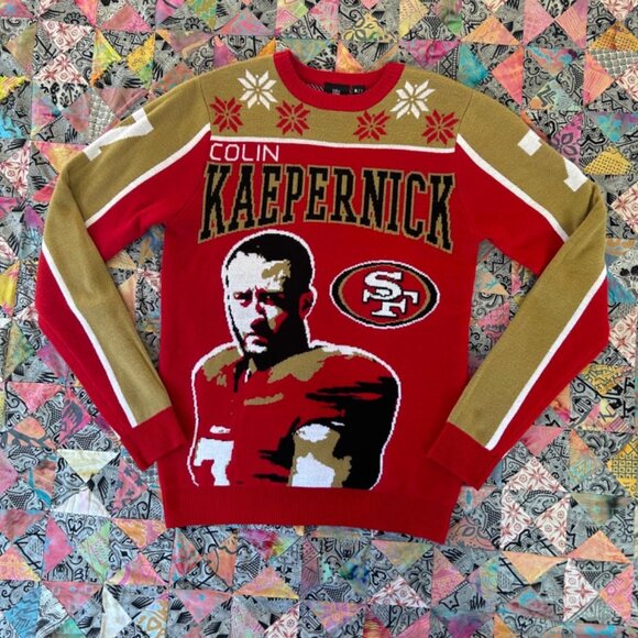 NFL Colin Kaepernick 49er Sweater #7 SF Size Small - Ugly Sweater TEAM APPAREL - Picture 1 of 8
